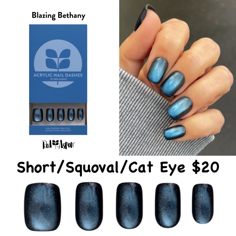 Red Aspen Blazing Bethany Press-On Nails - Blue Cat Eye